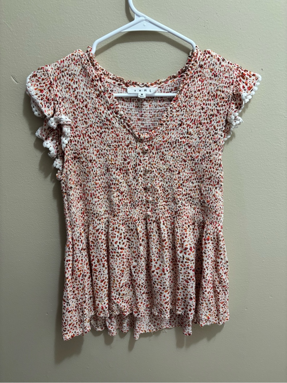 THML Cream Tunic with Red & Brown Ditsy Floral Print